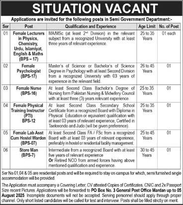 Jobs in Semi Government Department Mardan
